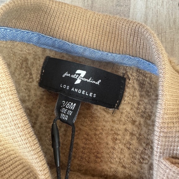 NEW 7 For All Mankind Baby 3/6 Long Sleeve Sherpa Sweatshirt Brown - Picture 3 of 4